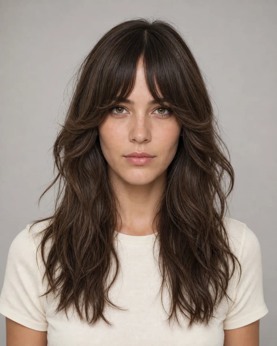Bottleneck bangs — synthetic hairstyle study portrait