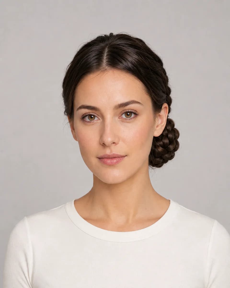 Braided chignon — synthetic hairstyle study portrait