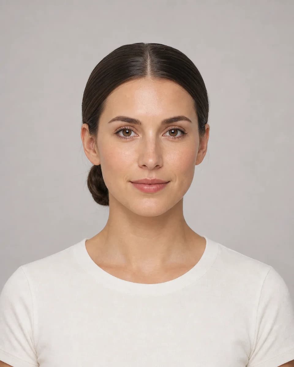Classic low chignon — synthetic hairstyle study portrait