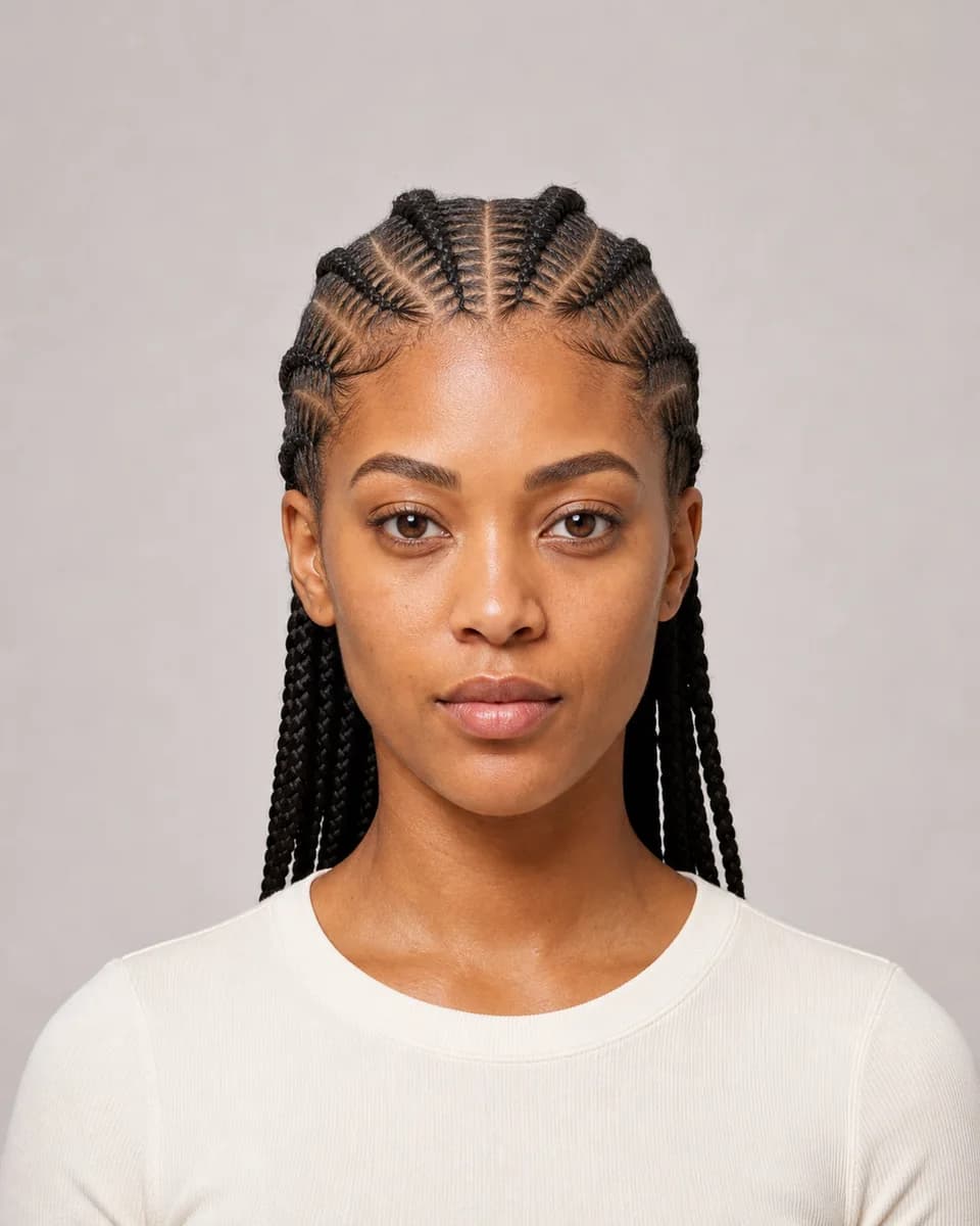 Fulani braids — synthetic hairstyle study portrait