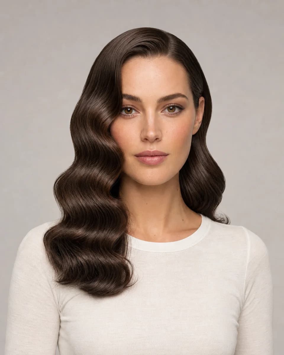 Hollywood waves — synthetic hairstyle study portrait