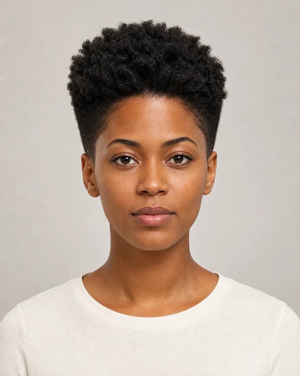 Tapered Afro — synthetic hairstyle study portrait