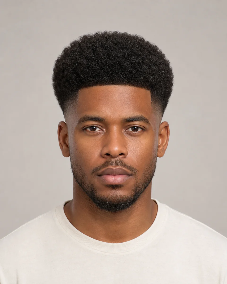 Afro fade — synthetic hairstyle study portrait
