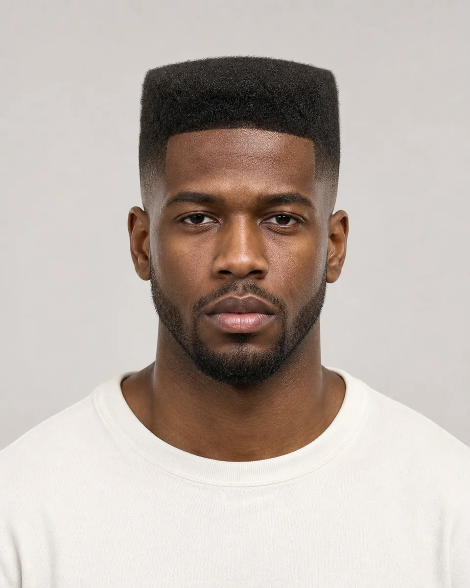 Box fade — synthetic hairstyle study portrait