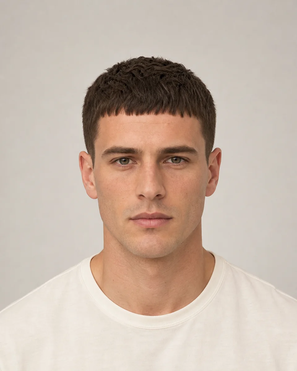 Caesar cut — synthetic hairstyle study portrait
