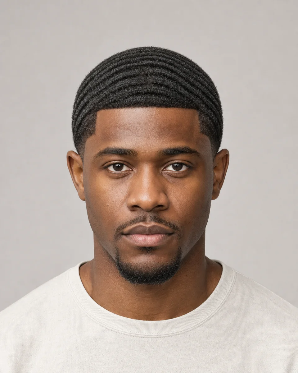 Classic 360 waves — synthetic hairstyle study portrait