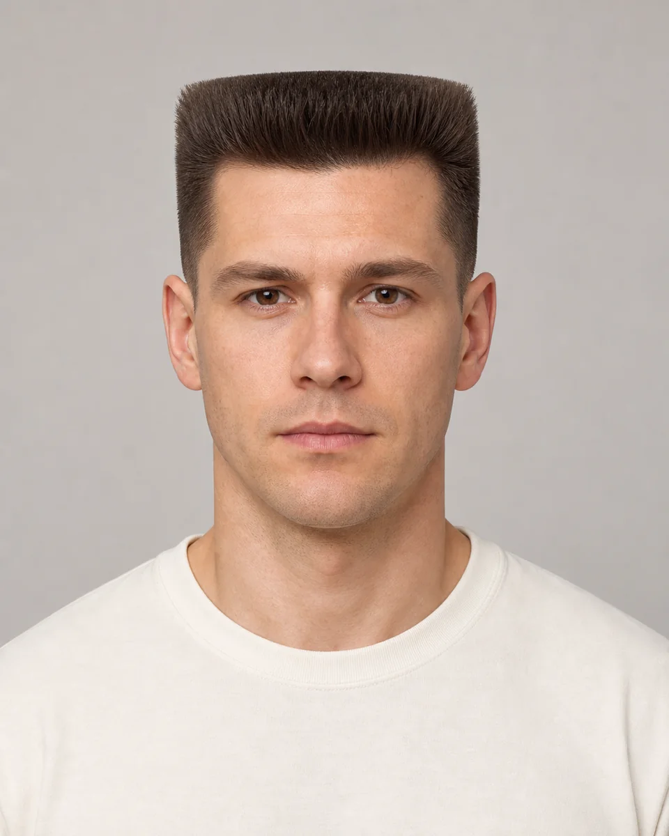 Classic flat top — synthetic hairstyle study portrait