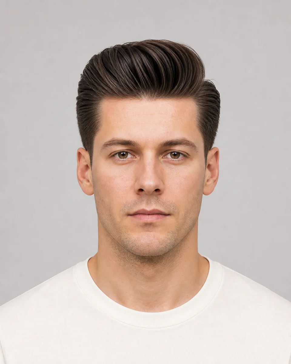 Classic pompadour — synthetic hairstyle study portrait