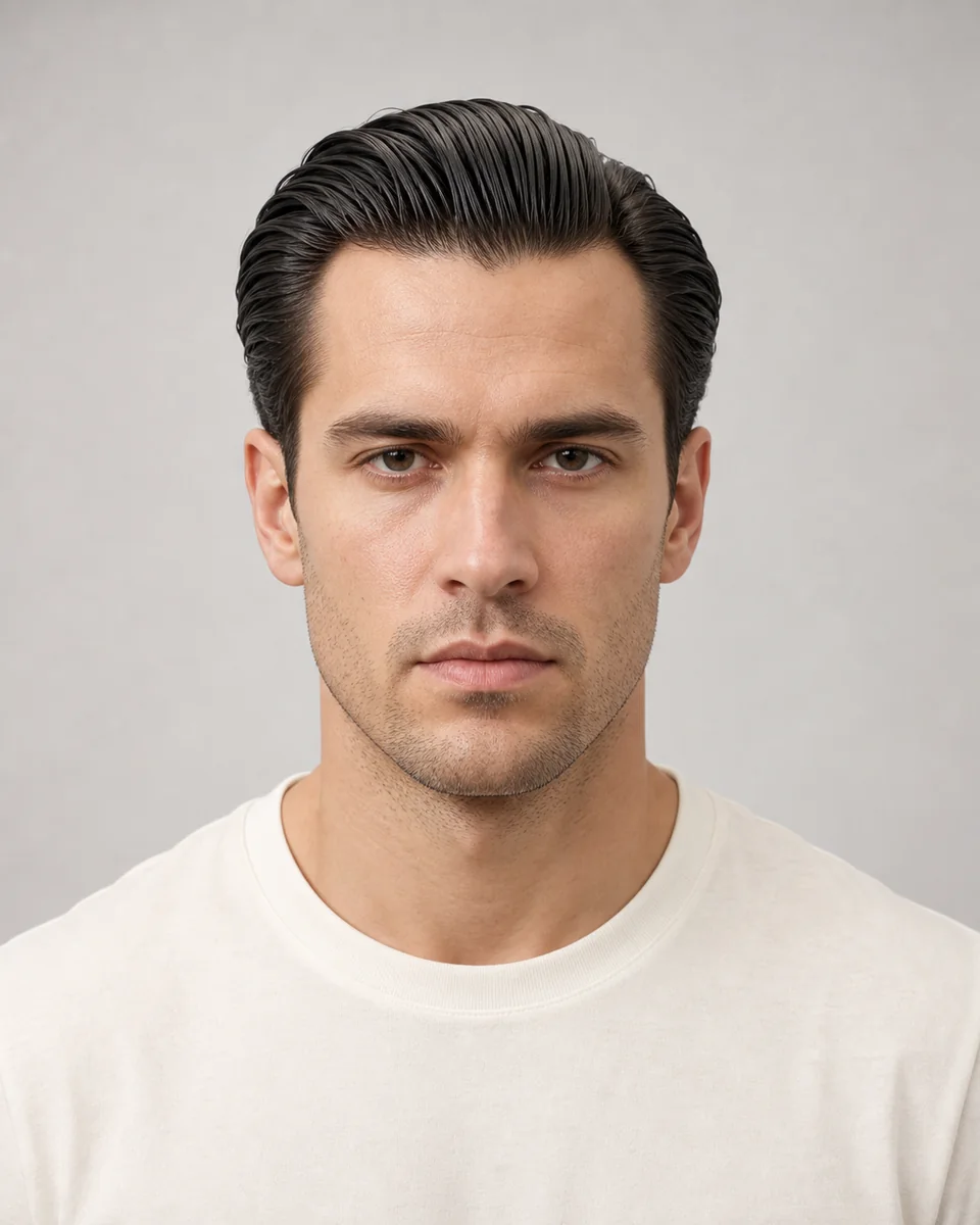 Classic slick back — synthetic hairstyle study portrait