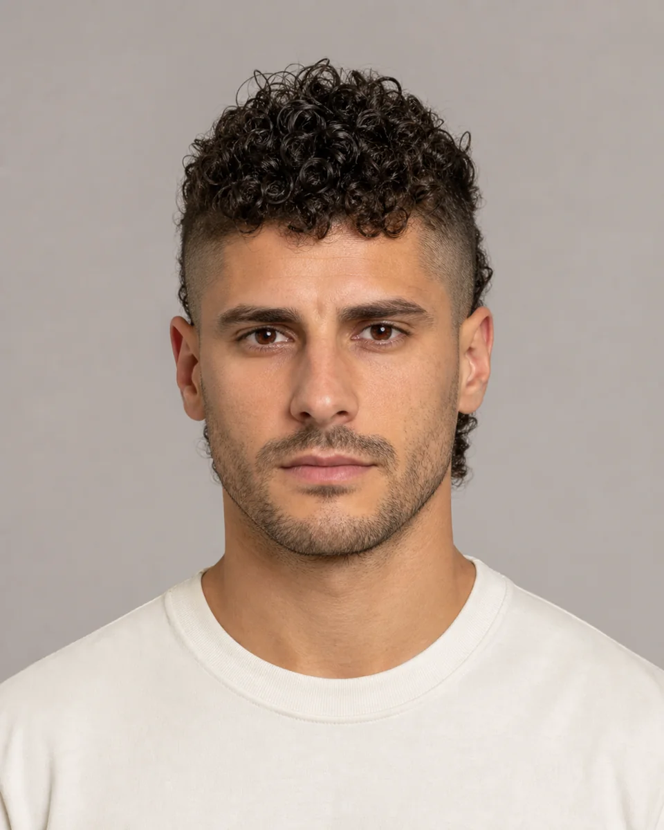 Curly mohawk — synthetic hairstyle study portrait
