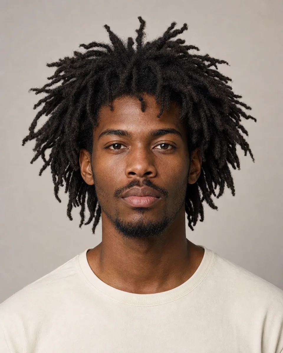 Freeform locs — synthetic hairstyle study portrait