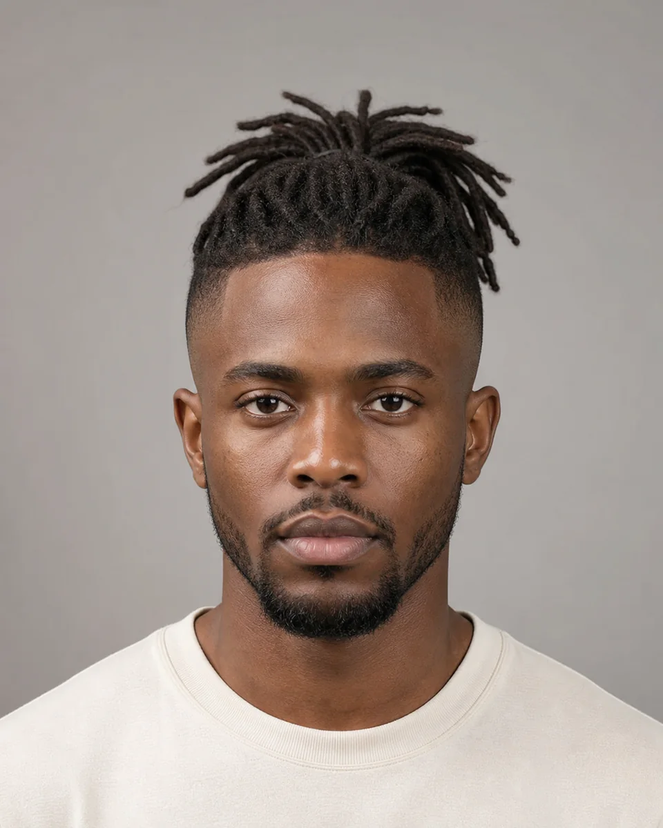 Loc ponytail undercut — synthetic hairstyle study portrait