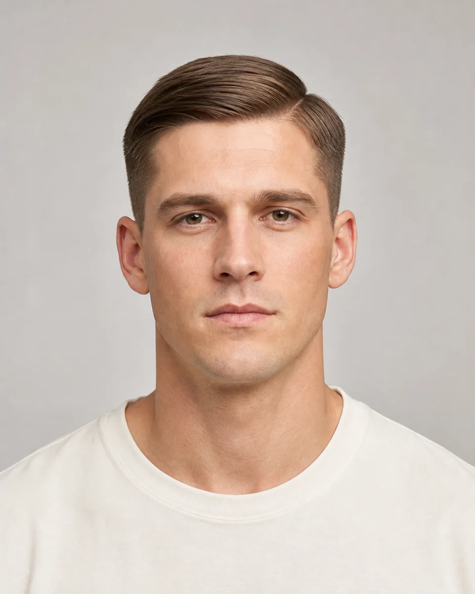 Regulation cut — synthetic hairstyle study portrait