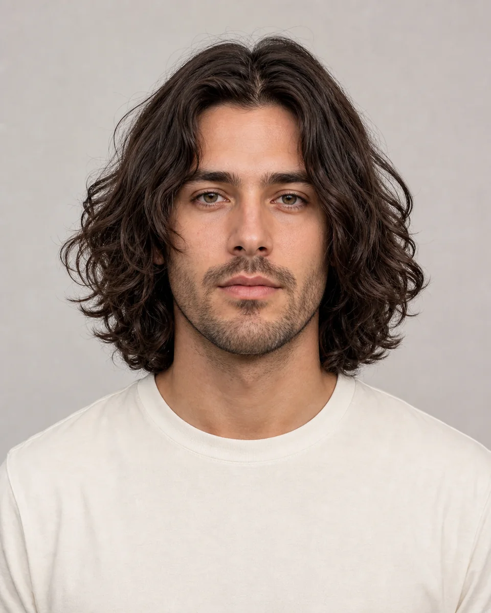 Shoulder-length waves — synthetic hairstyle study portrait