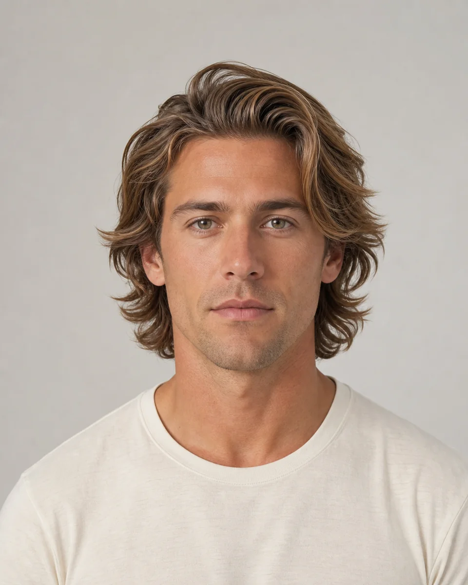 Surfer flow — synthetic hairstyle study portrait