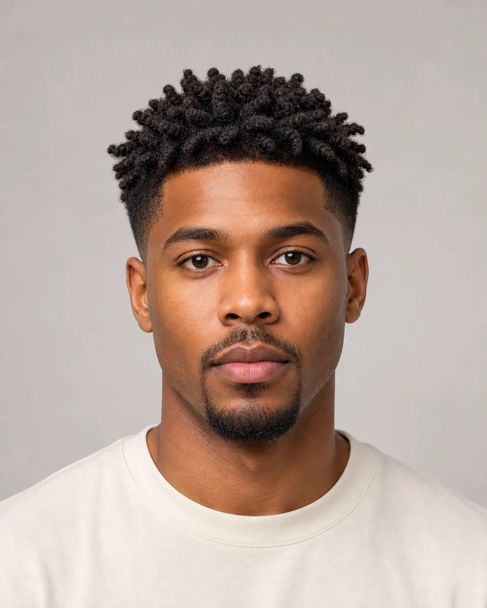 Twist-sponge top — synthetic hairstyle study portrait