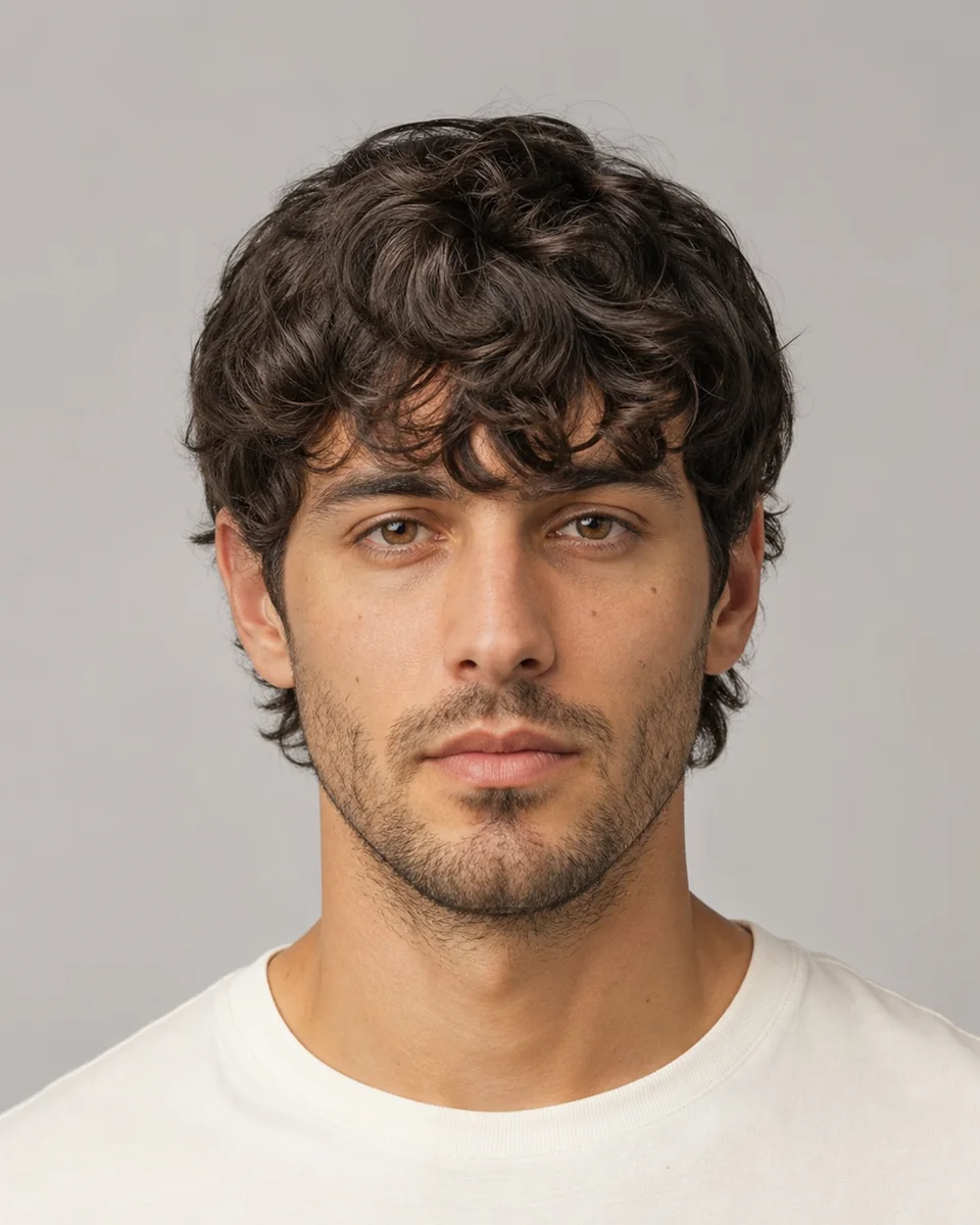 Wavy fringe — synthetic hairstyle study portrait