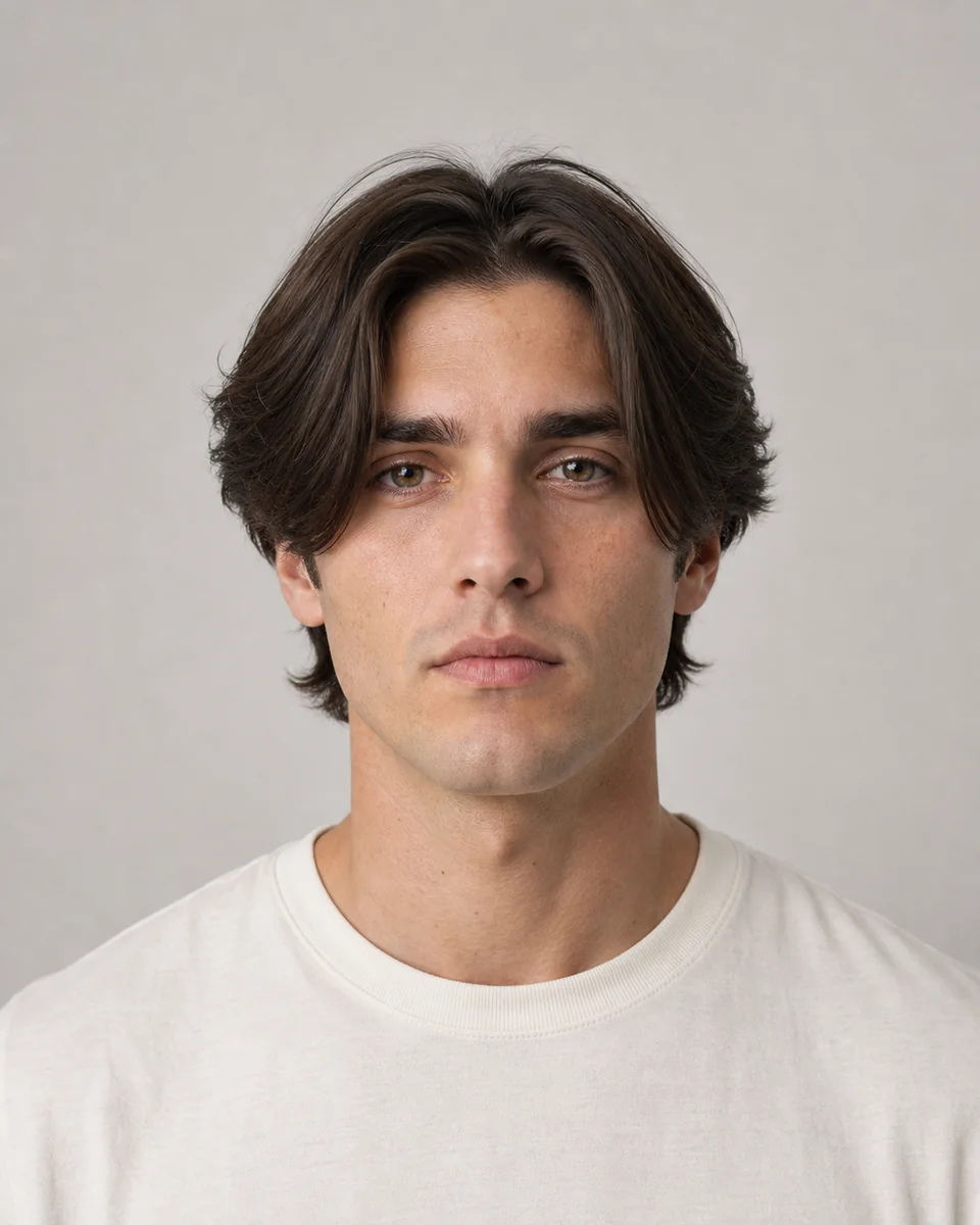 Curtain haircut — synthetic hairstyle study portrait