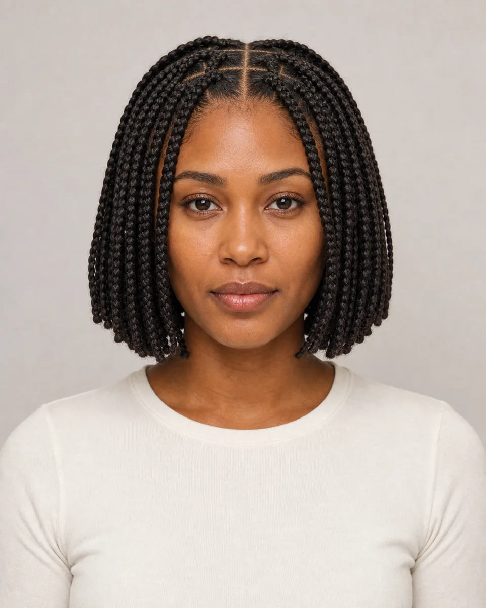 Bob box braids — synthetic hairstyle study portrait