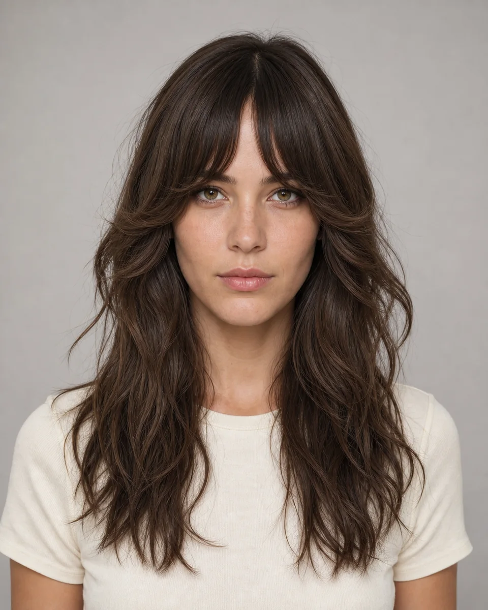Bottleneck bangs — synthetic hairstyle study portrait