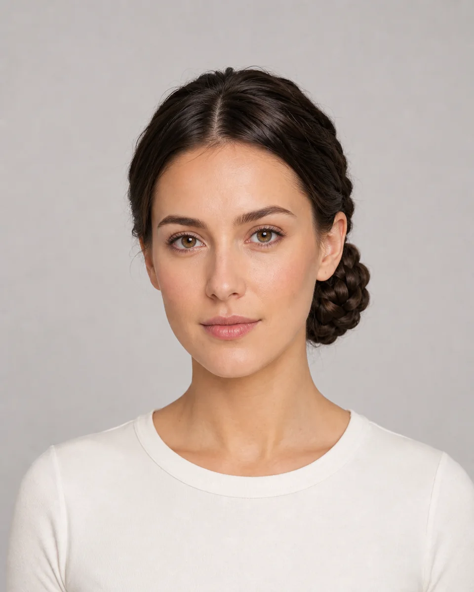 Braided chignon — synthetic hairstyle study portrait