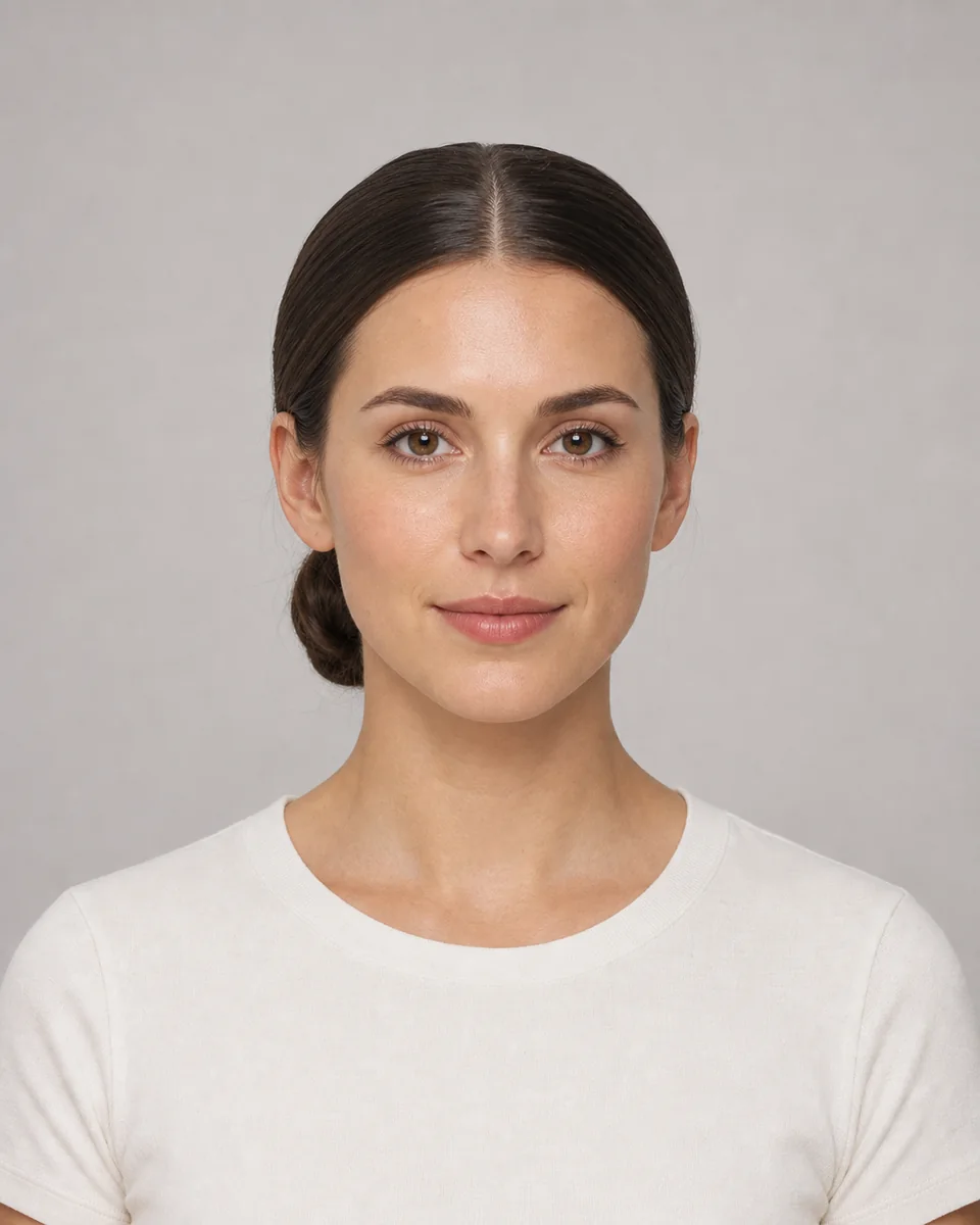 Classic low chignon — synthetic hairstyle study portrait
