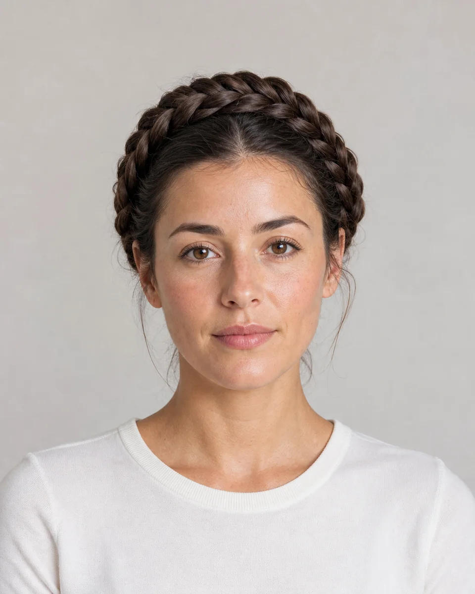 Crown braid — synthetic hairstyle study portrait