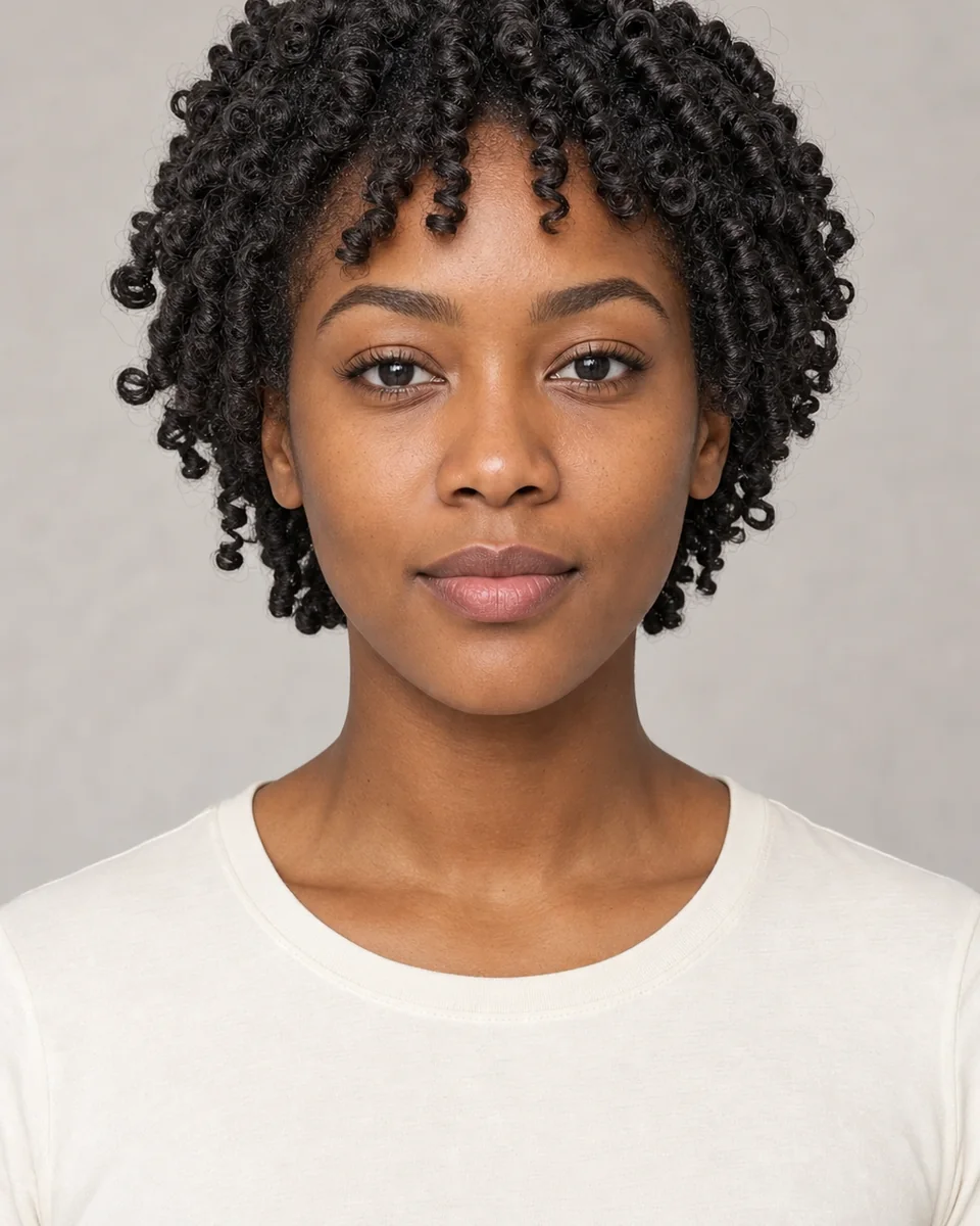 Finger coils — synthetic hairstyle study portrait