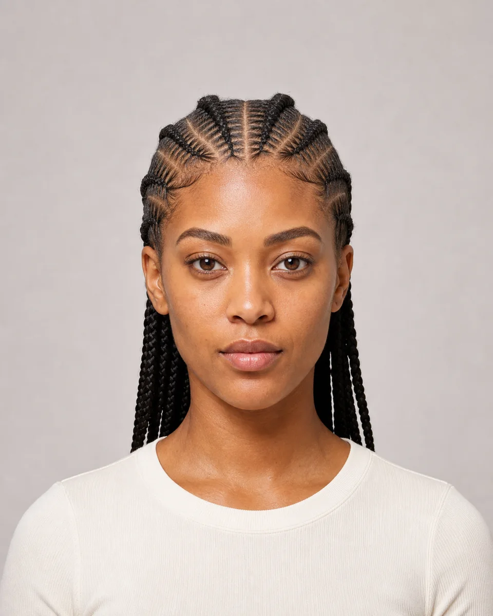 Fulani braids — synthetic hairstyle study portrait