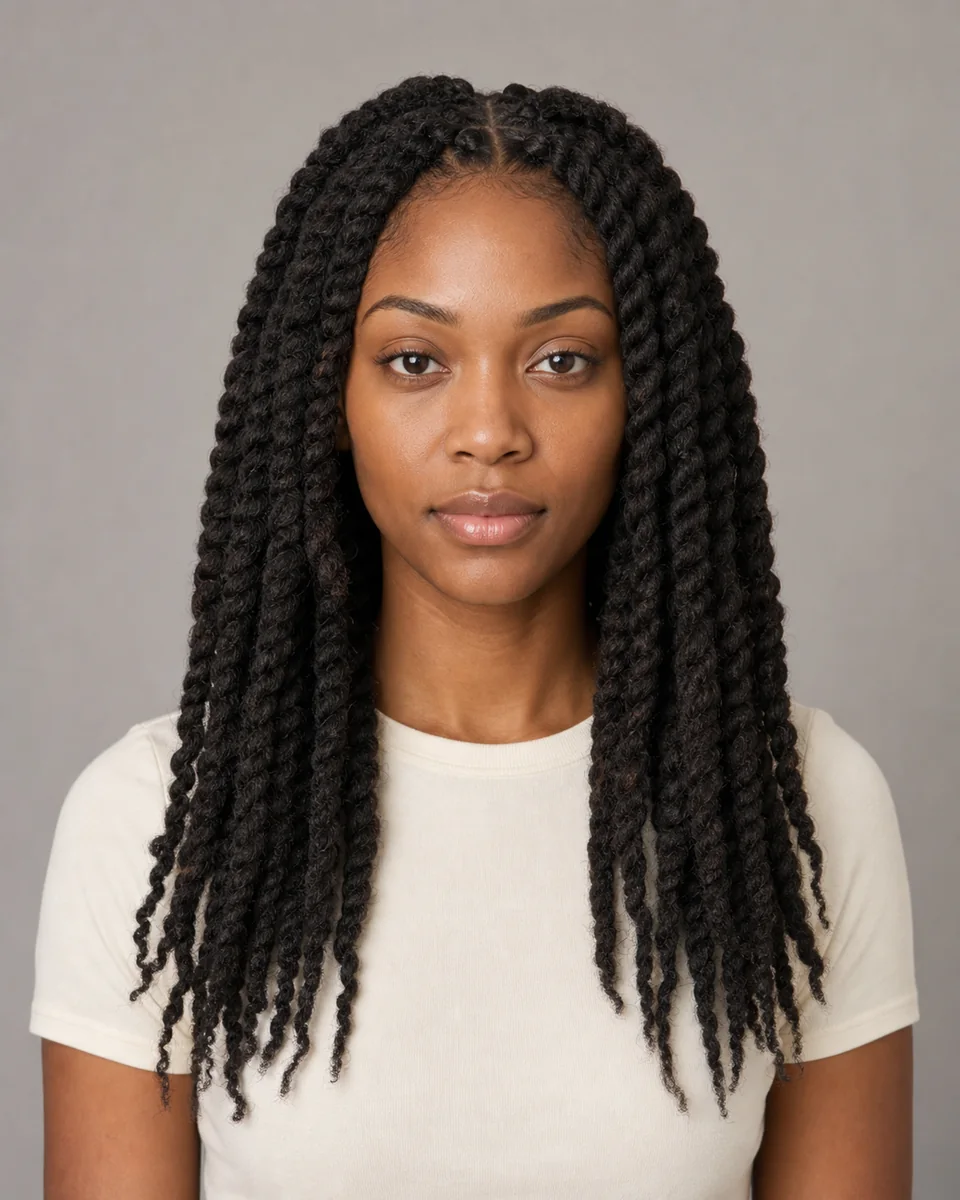Marley twists — synthetic hairstyle study portrait