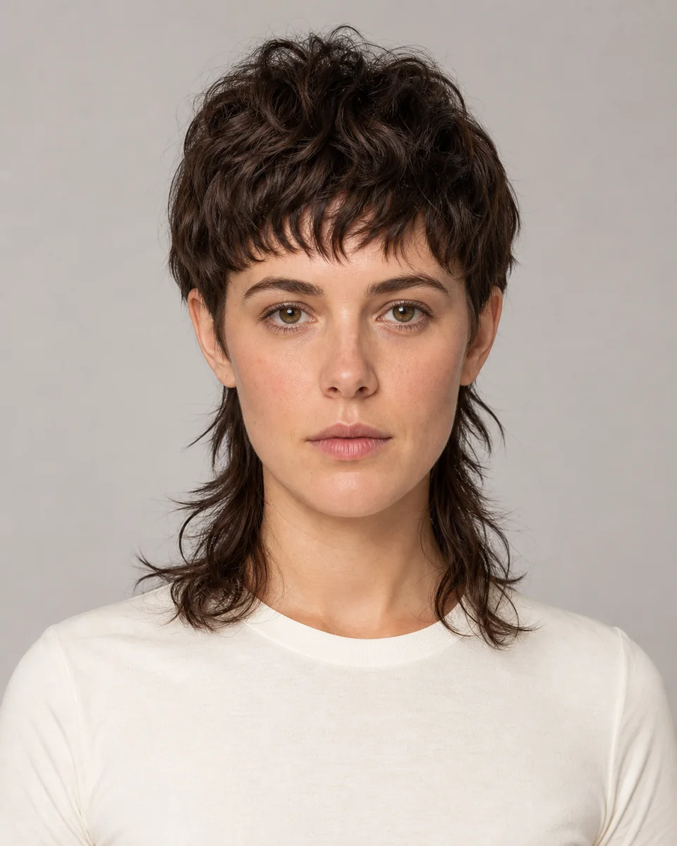 Modern mullet — synthetic hairstyle study portrait