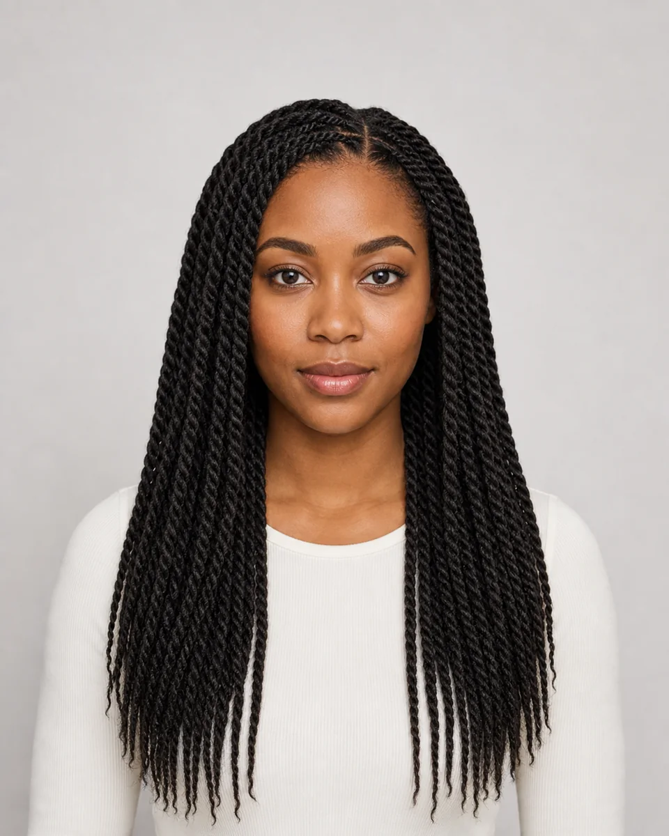 Senegalese twists — synthetic hairstyle study portrait