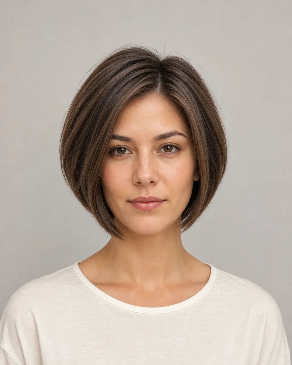 Stacked bob — synthetic hairstyle study portrait