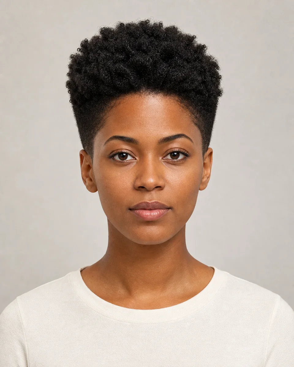 Tapered Afro — synthetic hairstyle study portrait