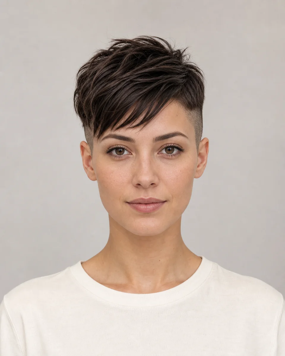 Undercut pixie — synthetic hairstyle study portrait