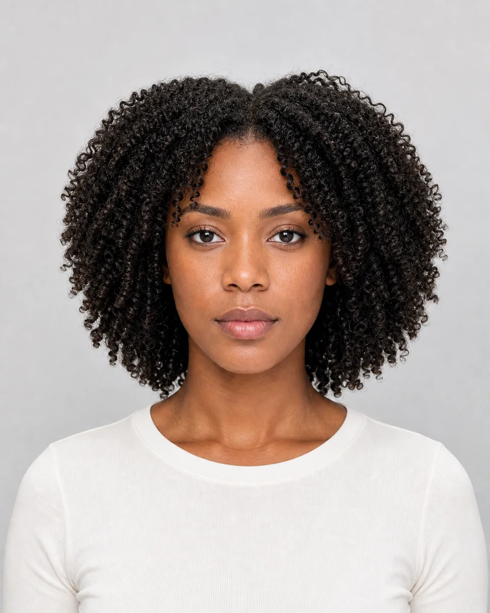 Wash-and-go coils — synthetic hairstyle study portrait