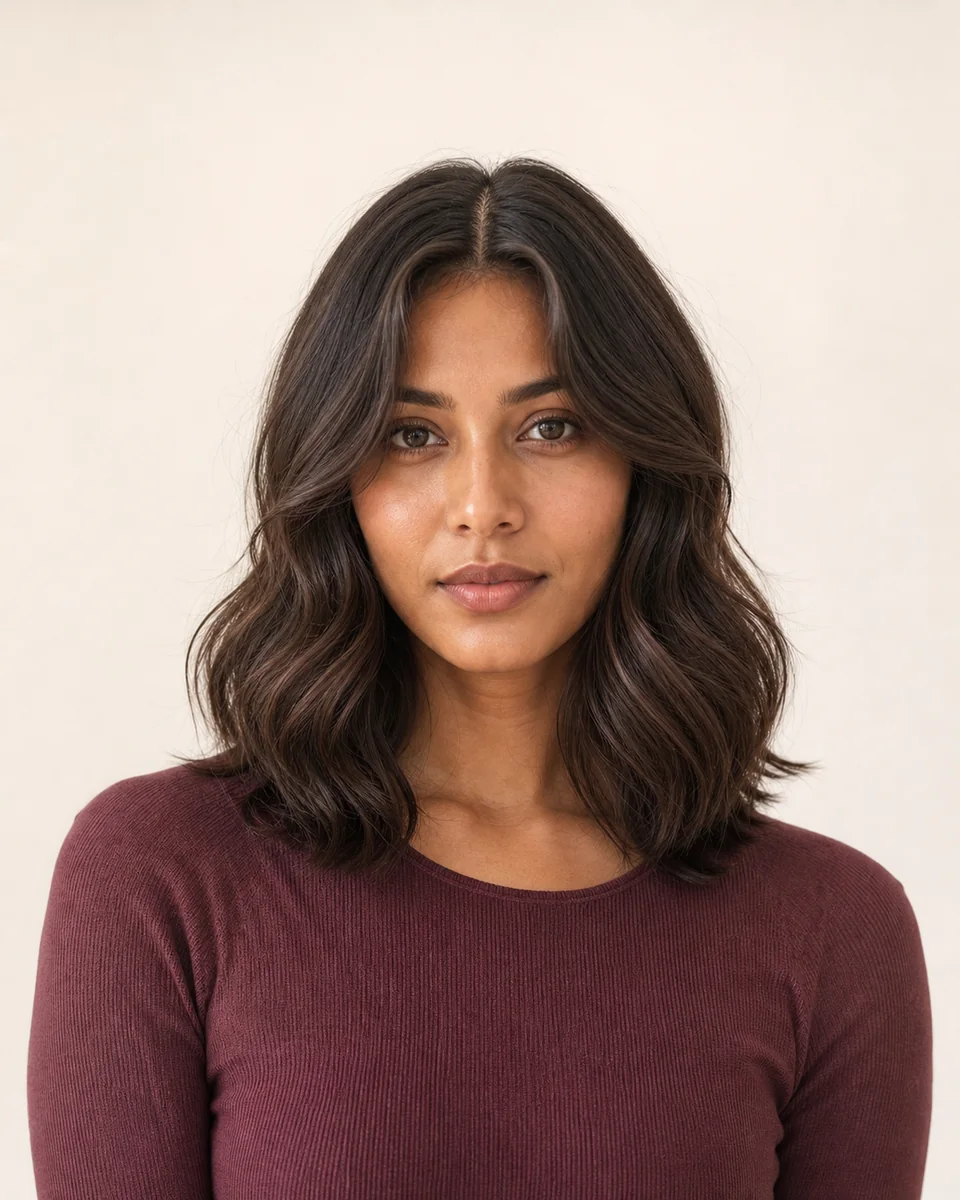 Soft curtain waves — synthetic hairstyle study portrait